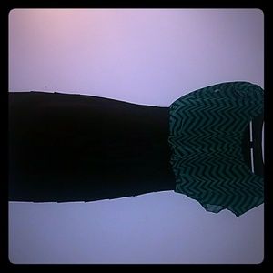 Green and black chevron dress